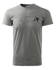 Fenomeno Pánské tričko Letadlo srdce - šedé Velikost: L