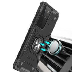 MG Ring Armor plastový kryt na Samsung Galaxy S22 Ultra, černý