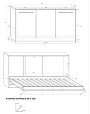 Homlando Skládací sklápěcí postel ROGER s regálem 90x200 cm řemeslná bílá / grafit