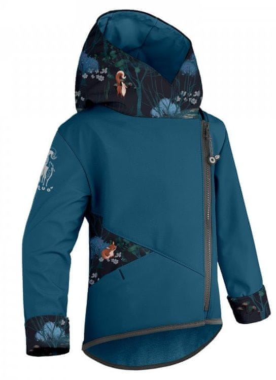 Unuo dívčí softshellová bunda s fleecem Cross - Čarovná liška tmavě modrá 122/128