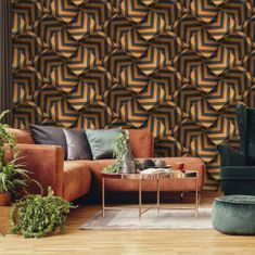 Muralo Tapeta do obývacího pokoje GEOMETRICKÉ vzory abstrakce 3D