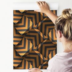 Muralo Tapeta do obývacího pokoje GEOMETRICKÉ vzory abstrakce 3D
