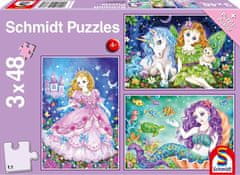Schmidt Puzzle Princezna, víla a mořská panna 3x48 dílků
