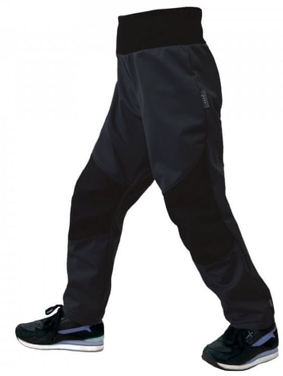 Unuo dětské pružné softshellové kalhoty s fleecem Flexi černá 116/122