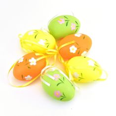 Dommio Velikonoční malovaná vajíčka s kytičkami 6 ks, 6x4 cm