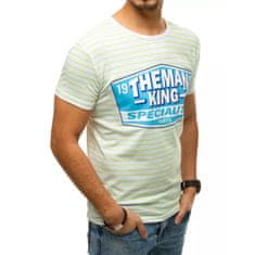 Dstreet Pánské tričko king s pruhy bílo-zelené rx4396 rx4396 M