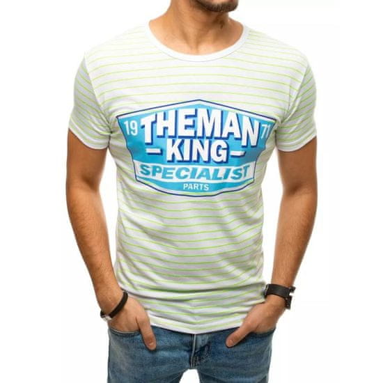 Dstreet Pánské tričko king s pruhy bílo-zelené rx4396 rx4396