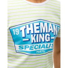 Dstreet Pánské tričko king s pruhy bílo-zelené rx4396 rx4396 M