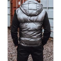 Dstreet Pánská prošívaná zimní vesta s kapucí OLA šedá tx3921 3XL