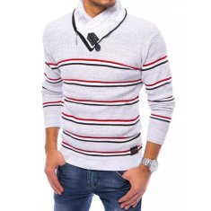 Dstreet Pánský svetr s pruhy LINES šedý wx1834 L