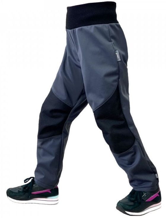 Unuo dětské pružné softshellové kalhoty s fleecem Flexi tmavě šedá 98/104