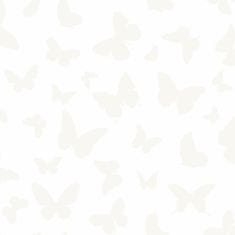 Bílá vliesová tapeta s motýly 347690, Precious, 0,53 x 10,05 m