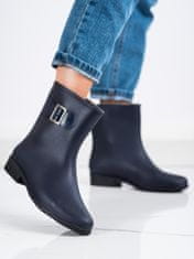 Amiatex Krásné modré dámské gumáky na plochém podpatku + Ponožky Gatta Calzino Strech, odstíny modré, 37