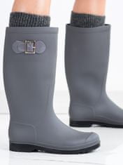 Amiatex Exkluzívní dámské šedo-stříbrné gumáky na plochém podpatku + Ponožky Gatta Calzino Strech, odstíny šedé a stříbrné, 36