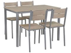 Beliani Jídelní souprava stůl a 4 židle světlé dřevo s bílou BLUMBERG