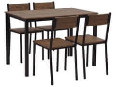 Beliani Sada jídelního stolu a 4 židlí z tmavého dřeva s černým HAMRY