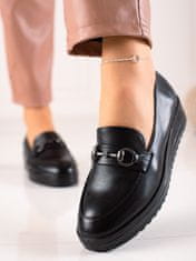 Amiatex Krásné dámské černé polobotky bez podpatku + Ponožky Gatta Calzino Strech, černé, 37