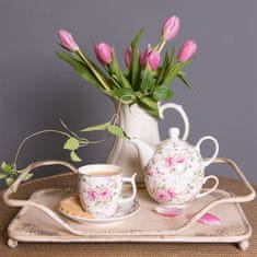 Clayre & Eef Porcelánová čajová souprava pro jednoho Flowers 400 ml
