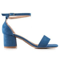 Vinceza Originální sandály modré dámské na širokém podpatku, odstíny modré, 36