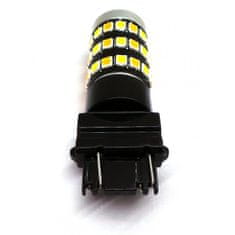 motoLEDy P27/7W LED žárovka 3157 12V CANBUS bílá a oranžová, dvoubarevná