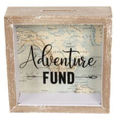 Clayre & Eef Dřevěná pokladnička cestování Adventure Fund 15 cm