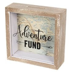 Clayre & Eef Dřevěná pokladnička cestování Adventure Fund 15 cm