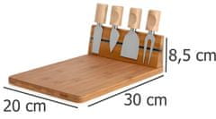 Excellent Houseware Bambusové krájecí prkénko pro podávání sýrů a občerstvení + 4 nože