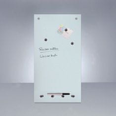 Zeller MEMO skleněná tabule na poznámky, bílá + 3 magnety a 4 háčky, 40x20 cm