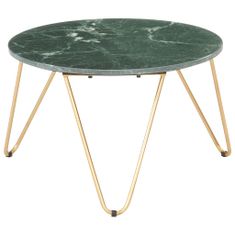 Greatstore Konferenční stolek zelený 65x65x42cm pravý kámen mramorový vzor