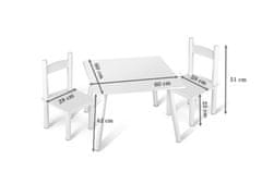 Leomark Bílý dřevěný stůl a židle - jednorožec 162JE