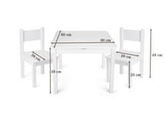 Leomark Dřevěný stůl se dvěma židlemi set - Yeti - bílý 159