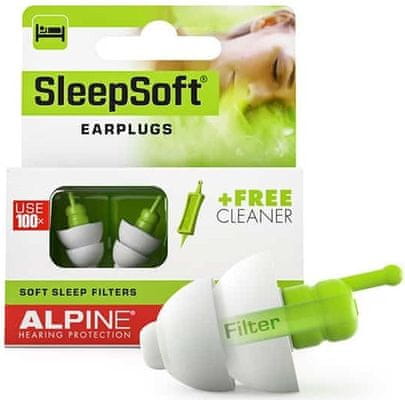  špunty do uší alpine sleepsoft dlhá životnosť z hypoalergénneho materiálu umývateľné vyrobené v holandsku ideálne na spanie bez rušenia ochrana sluchu