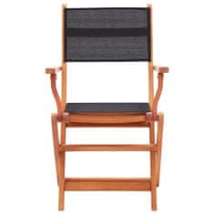 Vidaxl Skládací zahradní židle 8 ks černé masivní eukalyptus textilen