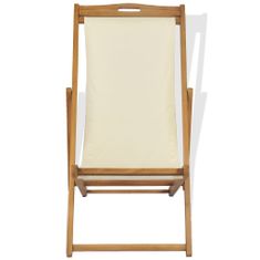 Greatstore Kempingová židle teak 56 x 105 x 96 cm krémová