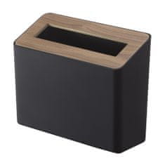 Yamazaki Stolní nádobka na odpadky Rin 5230, plast/dřevo, 2l, černá