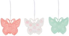 Anděl Přerov Motýl s květinami na zavěšení kovový 4cm 6ks
