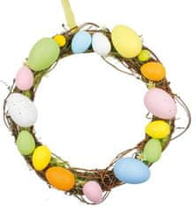 Anděl Přerov Velikonoční věnec proutěný barevný s vajíčky 25cm