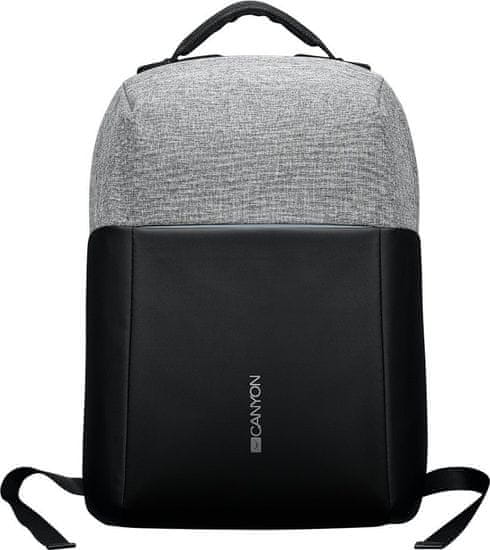 Canyon batoh proti zlodějům, pro 15.6" ntb, integrovaný USB konektor, černo-šedá
