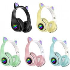 BEMI INVEST Bezdrátová sluchátka Cat Ear s tlapkou pastelové bílé