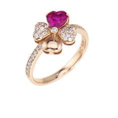 Amen Růžově pozlacený stříbrný prsten se zirkony Love RQURR (Obvod 56 mm)