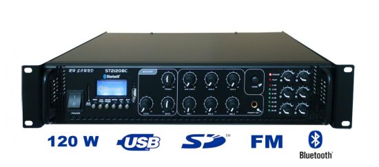 RHsound ST2120BC/MP3+FM+IR, 100V rozhlasová ústředna s MP3 přehrávačem 120W