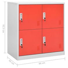 Vidaxl Uzamykatelné skříně 2 ks světle šedé a červené 90x45x92,5 cm