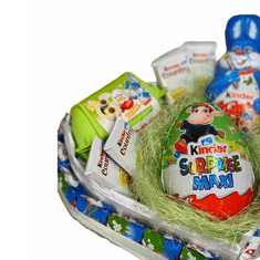 RK Dekorace Velikonoční dárkový box ve tvaru srdce s Knoppers oplatky a Kinder dobrotami 29 cm