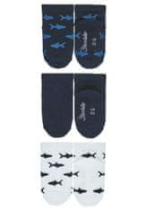Sterntaler Ponožky kotníčkové dětské modré, žraloci 3 páry 8512121, 22