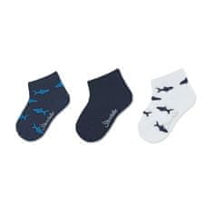 Sterntaler Ponožky kotníčkové dětské modré, žraloci 3 páry 8512121, 22