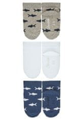 Sterntaler Ponožky kotníčkové dětské šedé, žraloci 3 páry 8512121, 22