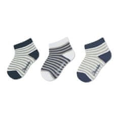 Sterntaler Ponožky kotníčkové dětské modré s proužky 3 páry 8512120, 22