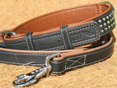 Collar Obojek kožený Soft s cvočky - černý (57-71cm/3,5cm)
