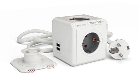 Allocacoc PowerCube Extended USB 3 m DE (schuko) - prodlužovací kabel s prodlužovacím kabelem a USB zásuvkami