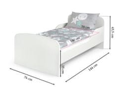 Leomark Dřevěná postel pro děti s matrací 140/70. Jednorožec růžový. 244163UL